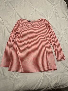 Vineyard Vines Red and White Striped Long-Sleeve Boatneck Top